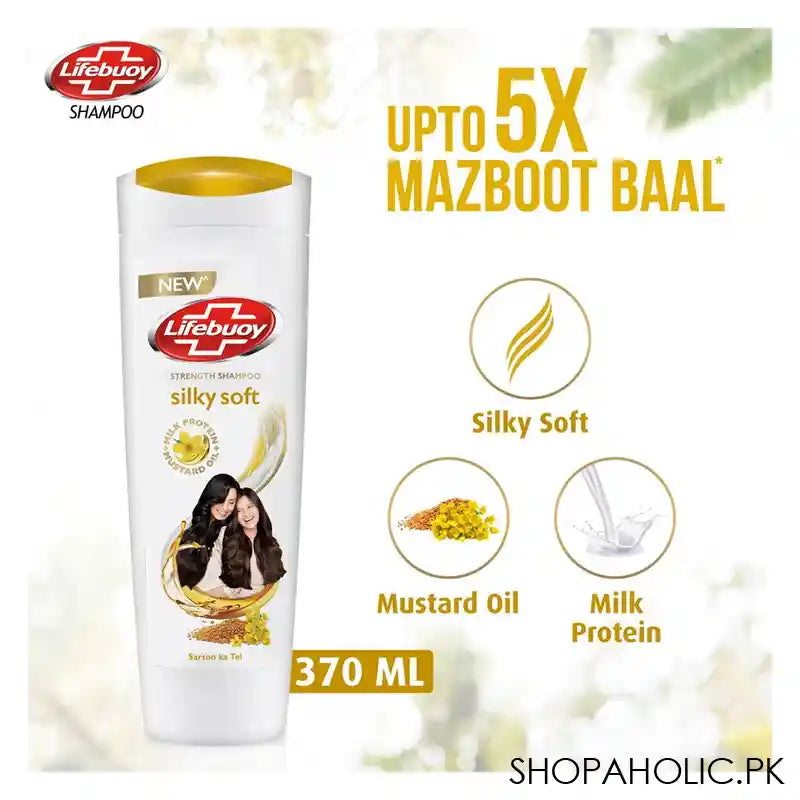 Lifebuoy Silky Soft Milk Protein + Mustard Oil Strength Shampoo, 370ml - Image 2