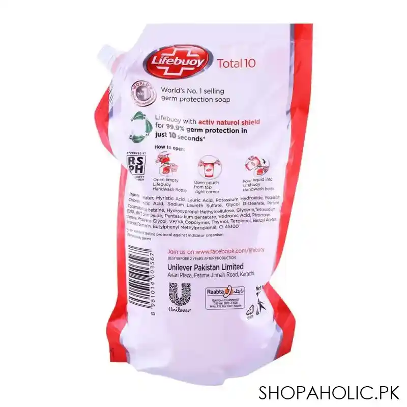 lifebuoy total 10 hand wash 1ltr pouch refill image2