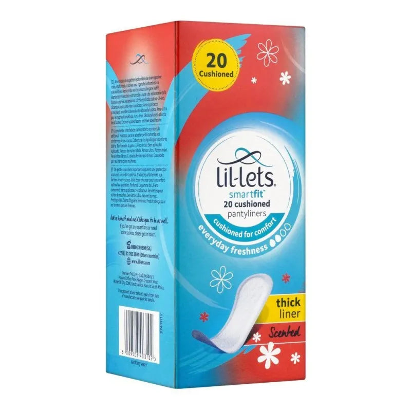 lil lets smart fit thick liner scented cushioned panty liners, 20 pack main image