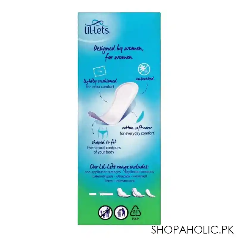 lil lets smart fit thick liner unscented cushioned panty liners, 20 pack image2