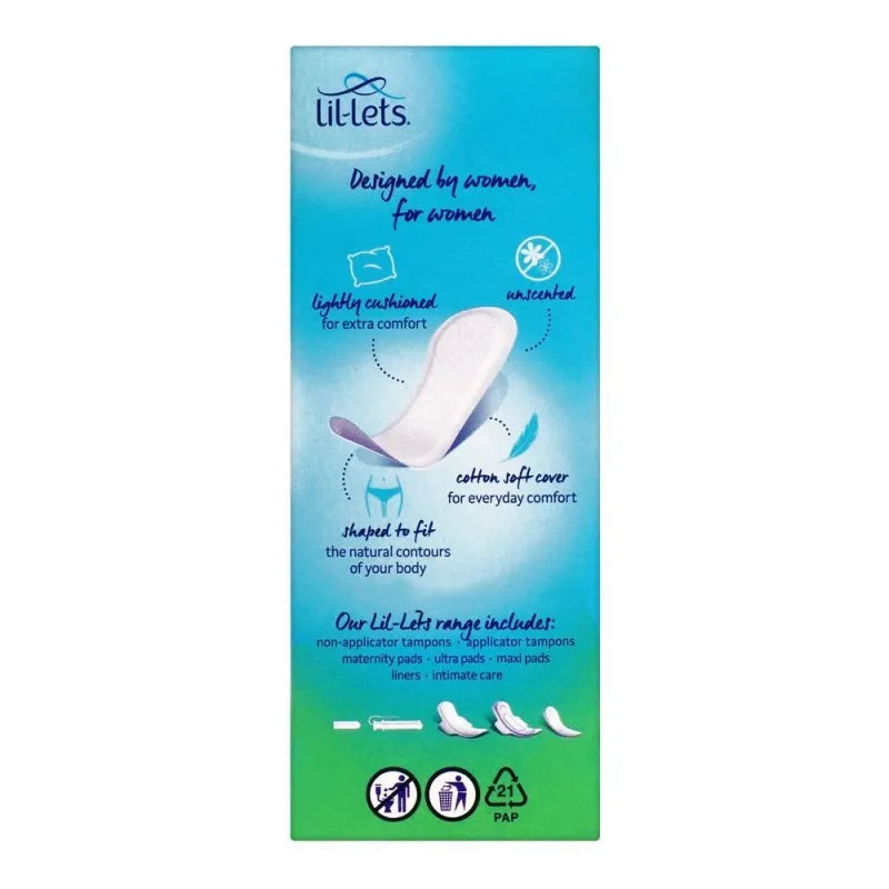 lil lets smart fit thick liner unscented cushioned panty liners, 20 pack image2