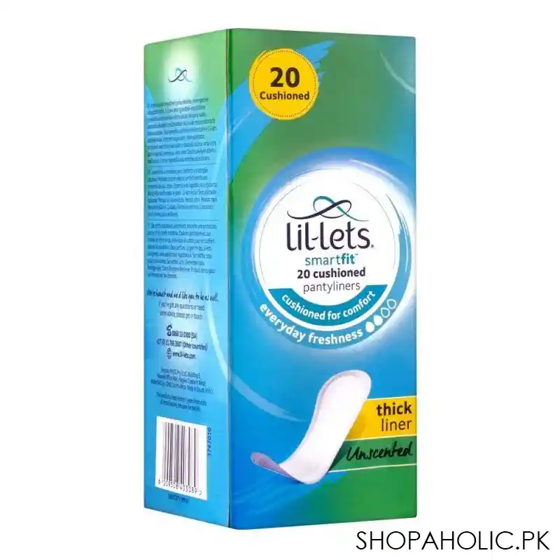 lil lets smart fit thick liner unscented cushioned panty liners, 20 pack main image