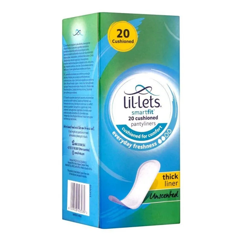 lil lets smart fit thick liner unscented cushioned panty liners, 20 pack main image