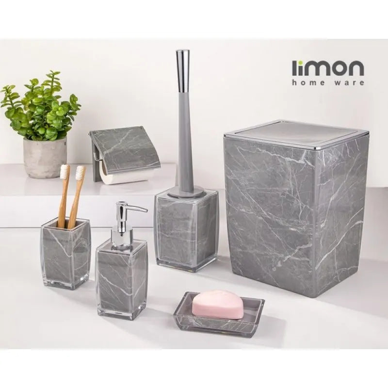 limon 6 pcs classic marble design bathroom set product code: 2023 image5