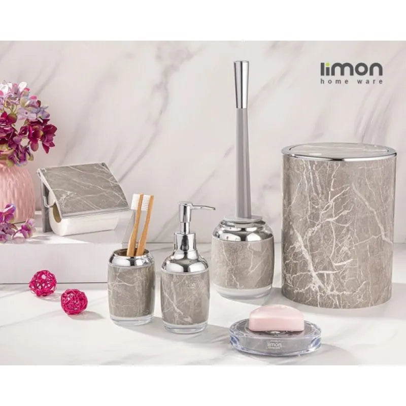 limon 6 pcs romantic marble design bathroom set product code: 2024 main image