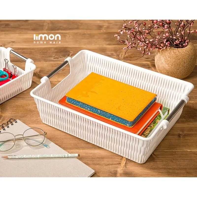 limon bamboo basket with steel handle medium size product code: 1384 main image