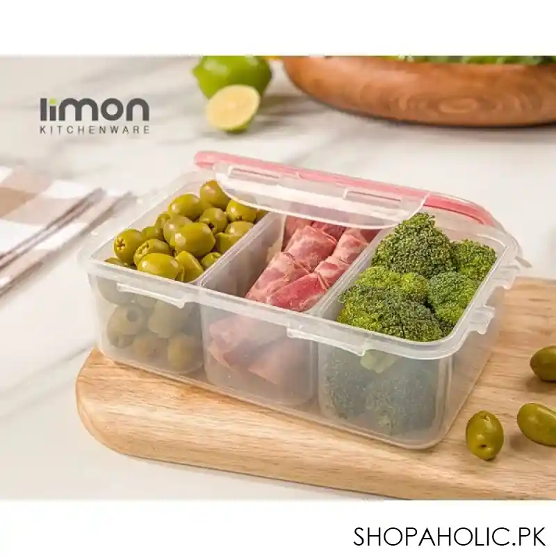 limon plastic food container 3 section box product code: 77435 main image