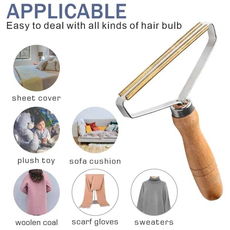 lint remover with wooden handle for clothing and pet hair remover image8