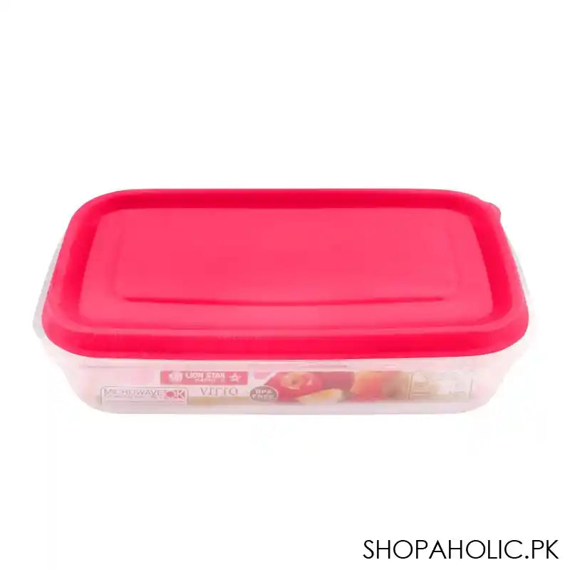 Lion Star Vitto Seal Ware Food Container, Pink, 7.7x5x2 Inches, 480ml, VT-4 - Main Image