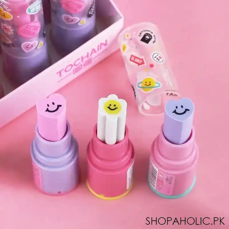 lipstick pencil eraser sharpener cute writing drawing rubber erasers stationery gifts school supplies image4