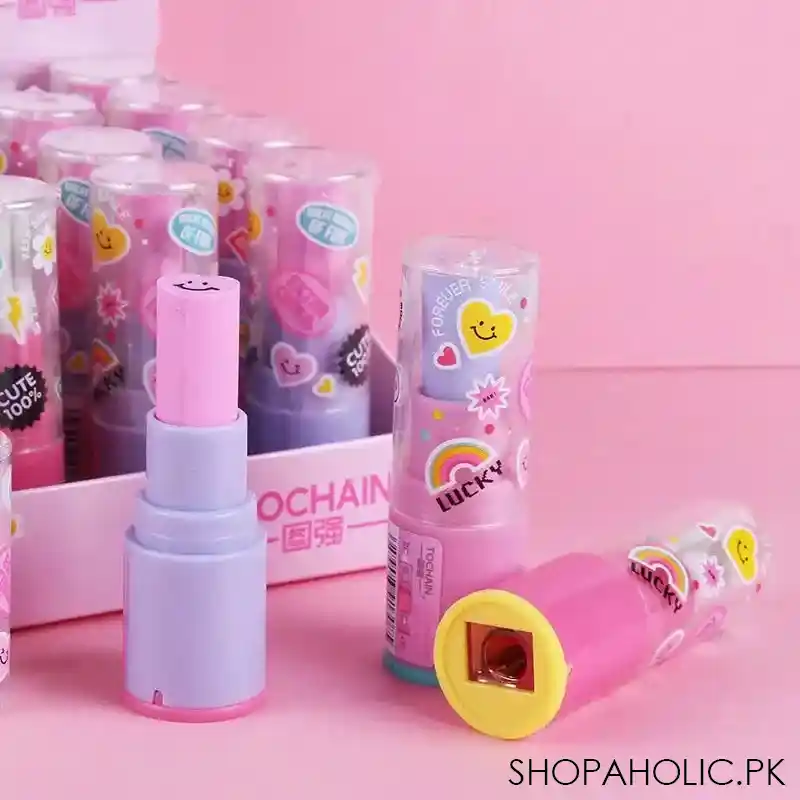 lipstick pencil eraser sharpener cute writing drawing rubber erasers stationery gifts school supplies image5