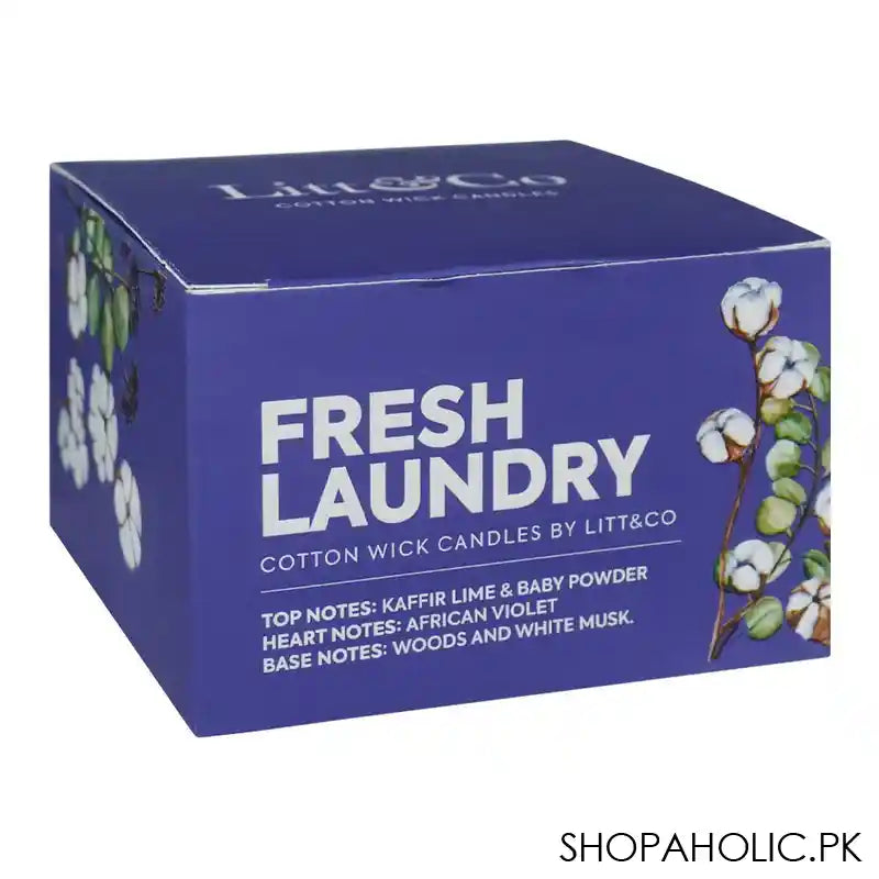 Litt & Co Fresh Laundry Fragranced Candle, Cotton Wick Candle, Burn Time 25 Hours - Image 2