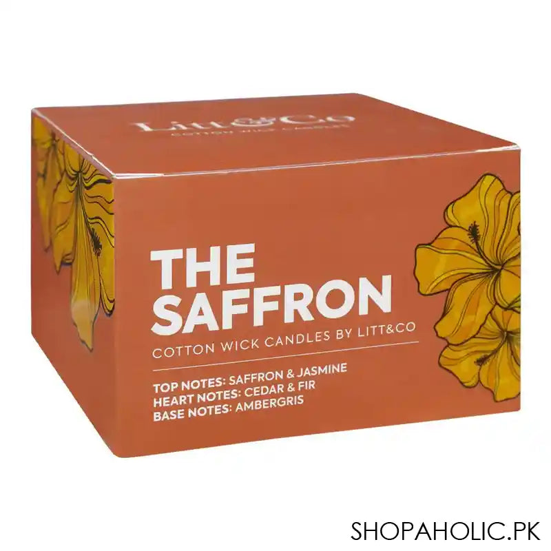 Litt & Co The Saffron Fragranced Candle, Cotton Wick Candle, Burn Time 25 Hours - Image 3