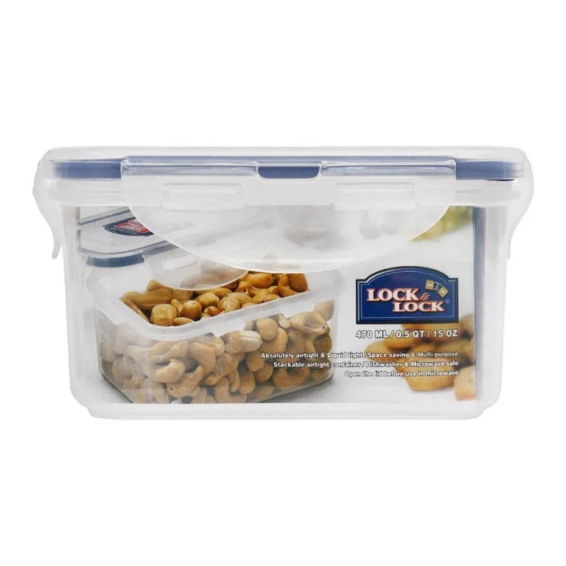 lock & lock air tight rectangular short food container, 470ml, llhpl807 image2