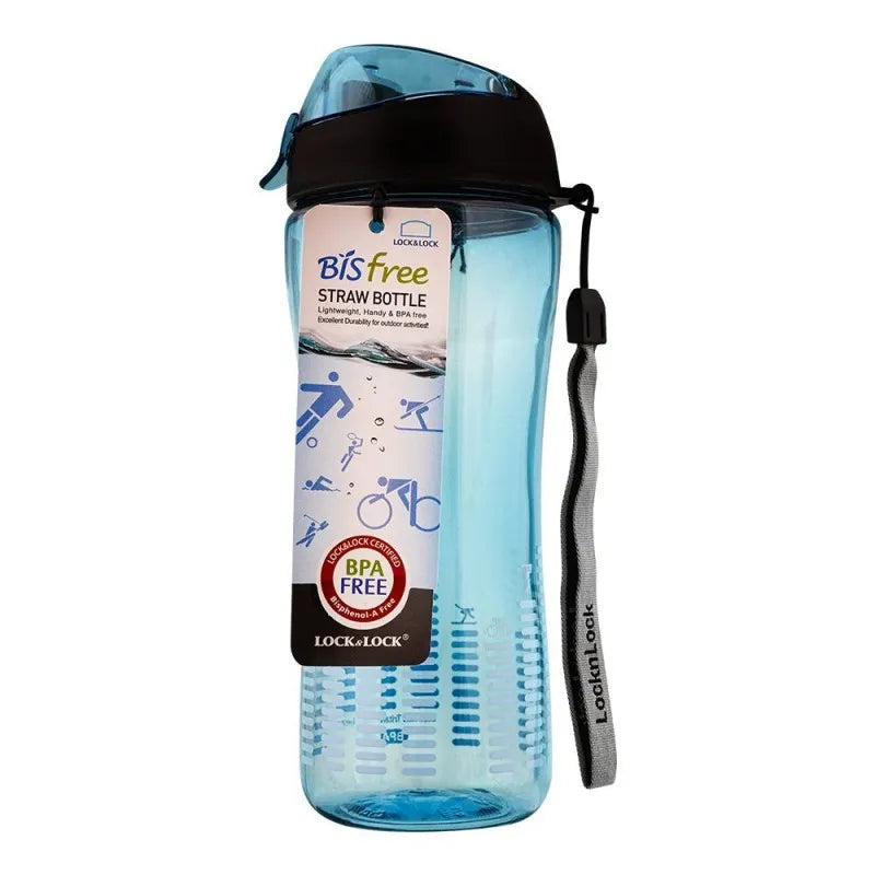 lock & lock bisfree sports bottle llabf628b, with straw blue, 550ml main image