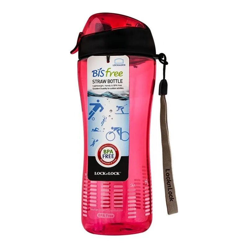 lock & lock bisfree sports bottle llabf628p, with straw pink, 550ml main image