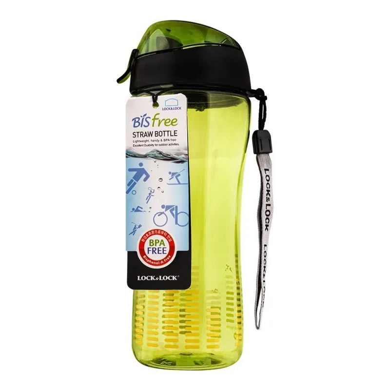 lock & lock bisfree sports bottle, with straw green, 550ml, llabf628g main image