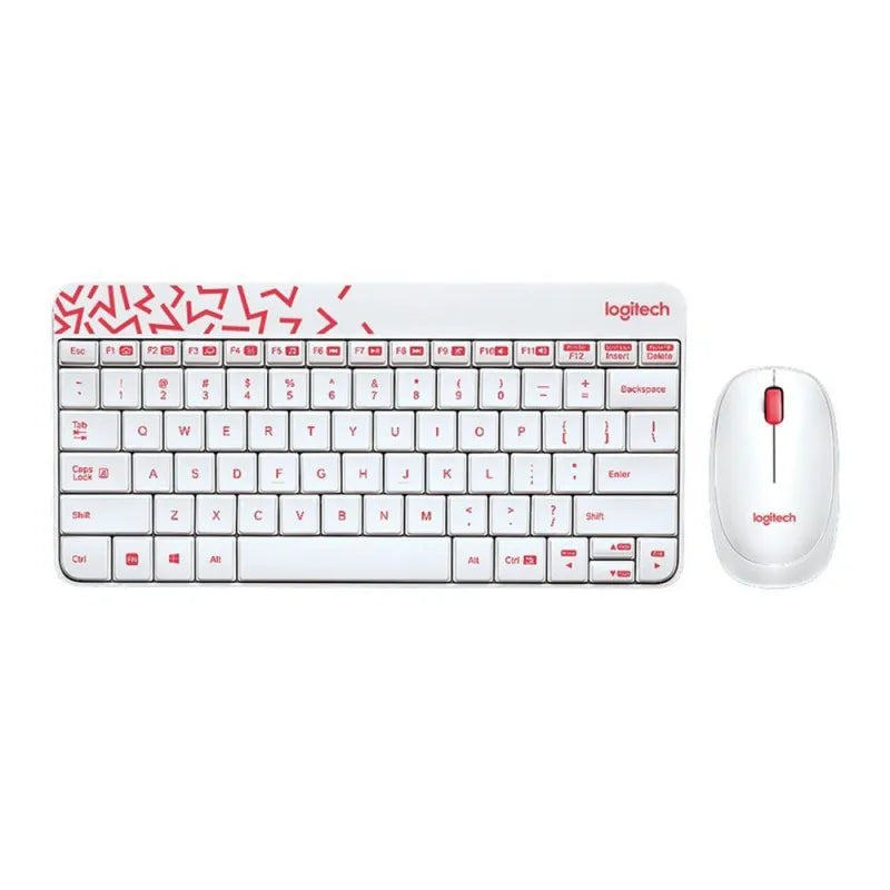 logitech mk240 nano wireless combo keyboard + mouse, white/red main image