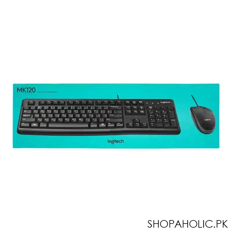 logitech plug and play usb combo keyboard & mouse, black, mk120, 920 002586 image4