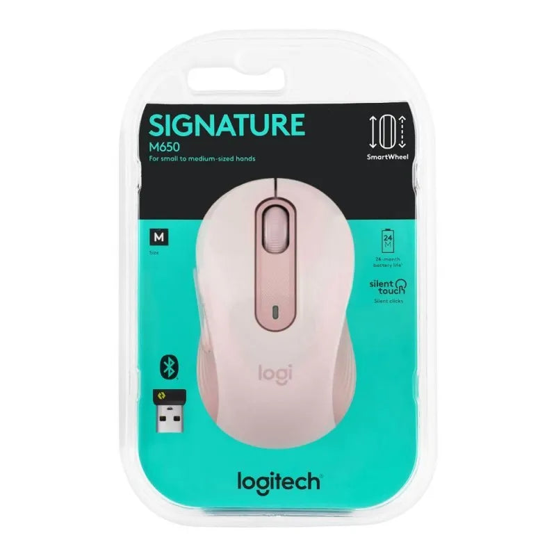 logitech signature wireless mouse medium size, pink, m650 image2