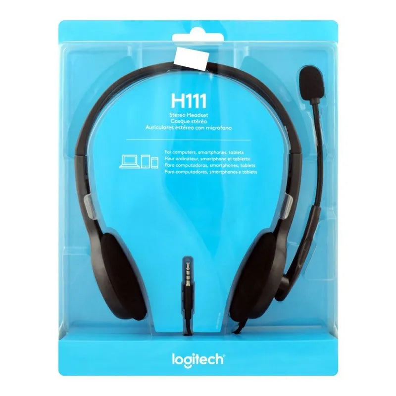 logitech stereo headset, black, h111 image3