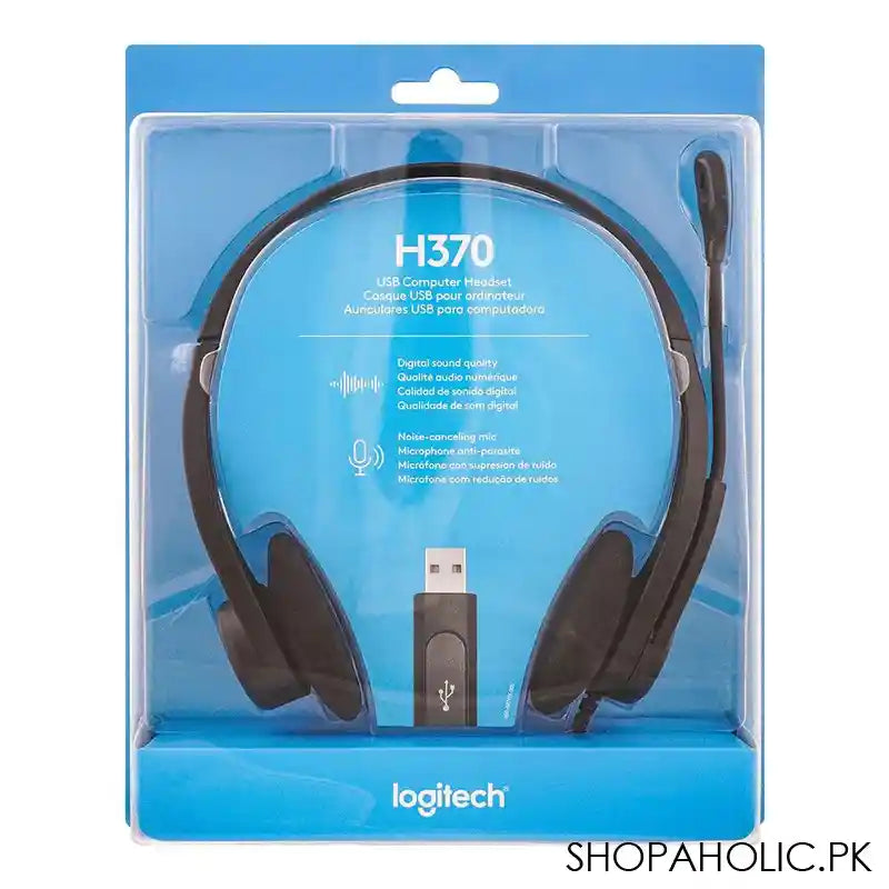 Logitech USB Computer Headset, Black, H370, 981-000710 - Image 4