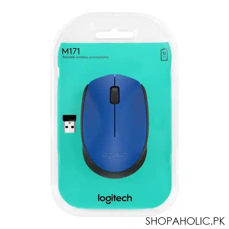 logitech wireless mouse, black/blue, m171 image2