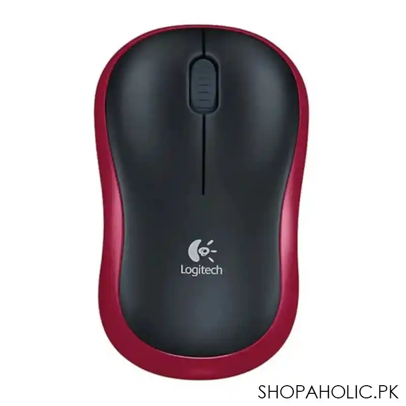 logitech wireless mouse, black/red, m185 main image