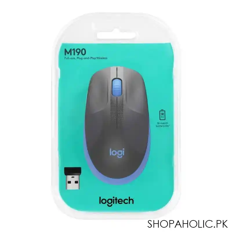 logitech wireless mouse, blue, m190, 910 005914 image2