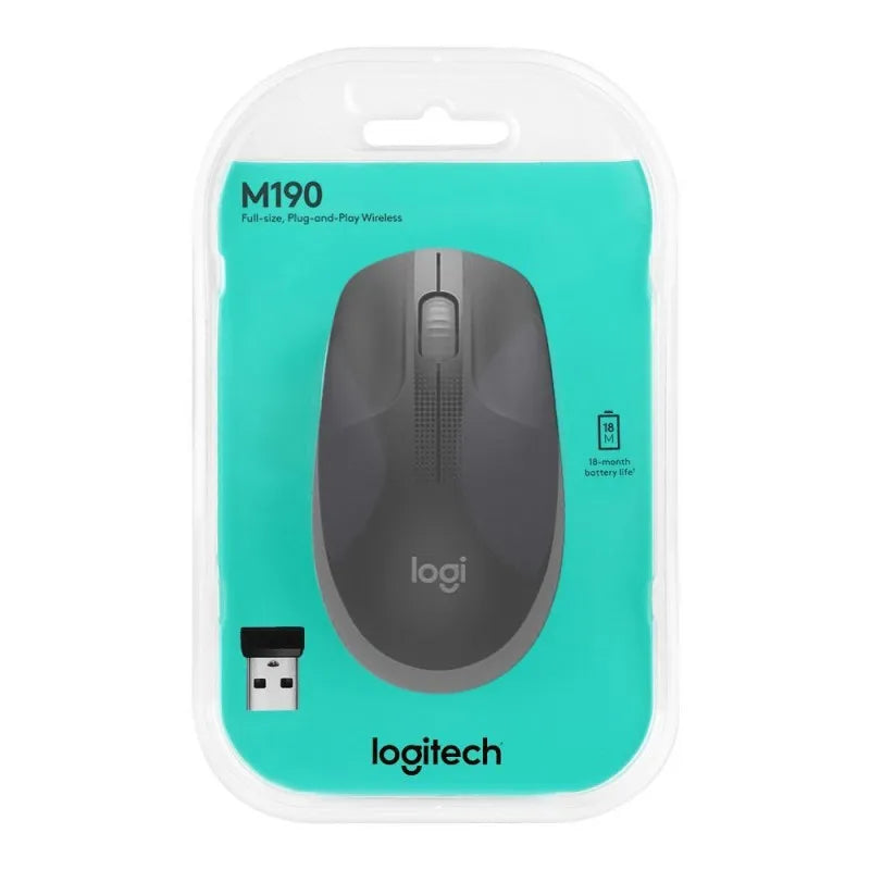 logitech wireless mouse, grey, m190, 910 005913 image2