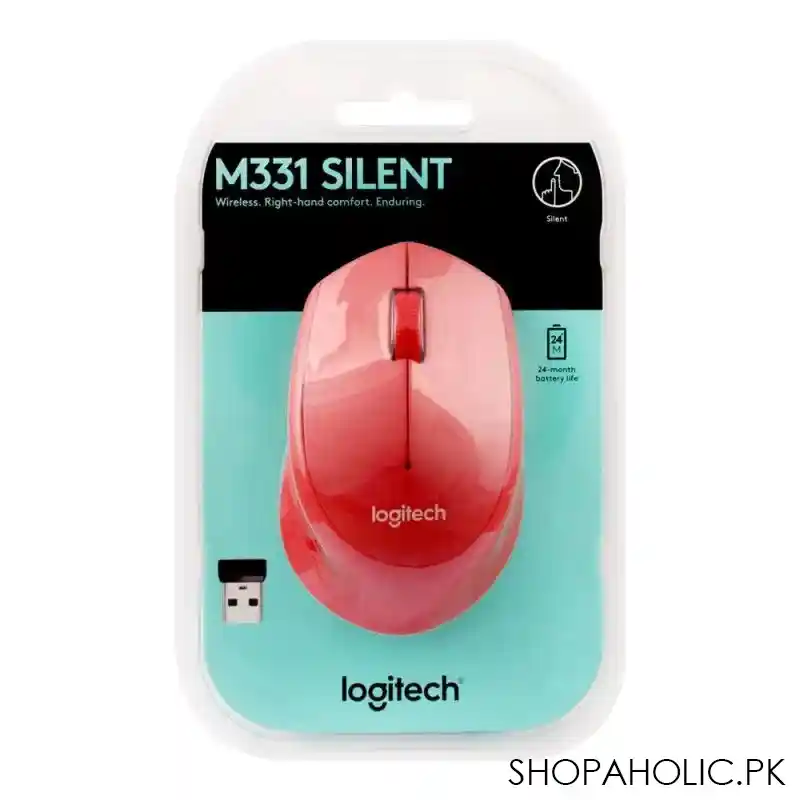 logitech wireless mouse, red, m331 image2