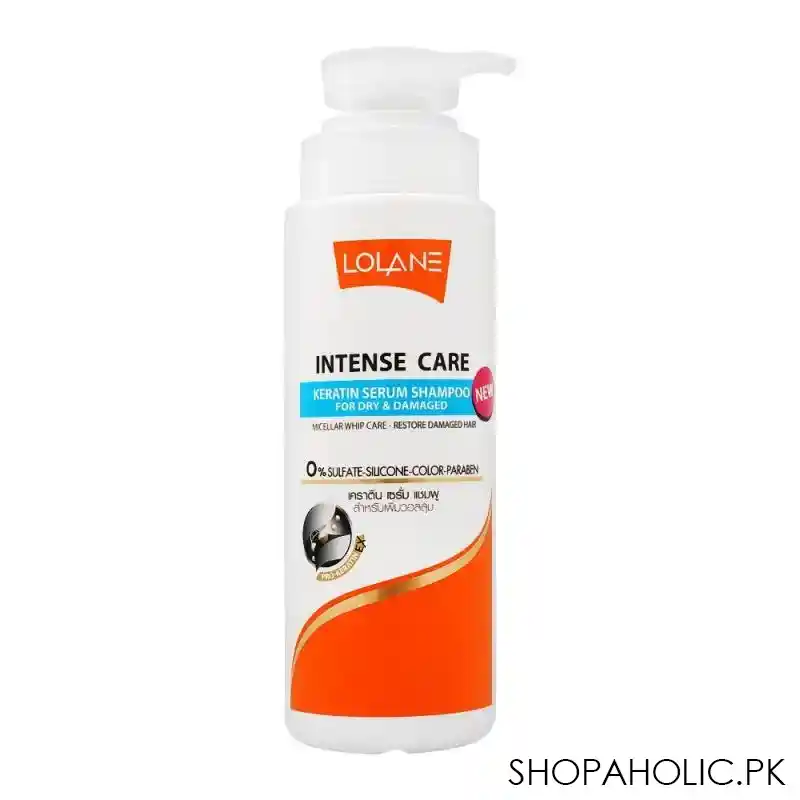 lolane intense care keratin serum shampoo, for dry & damaged, sulfate & paraben free, 400ml main image