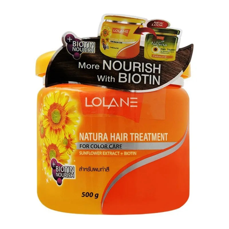 lolane natura hair treatment, sunflower extract + biotin, for color care, 500g main image