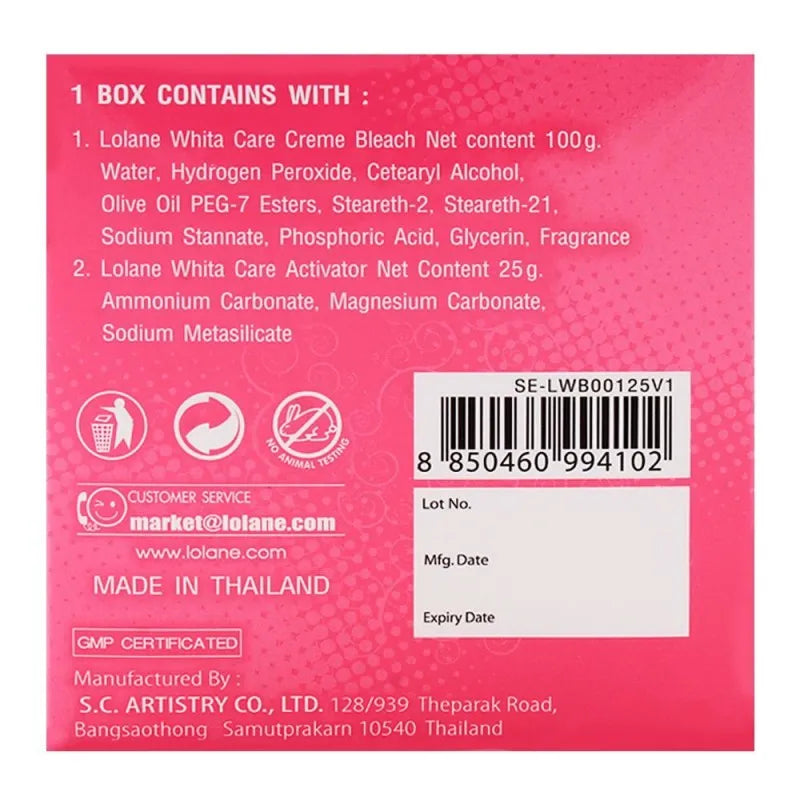 lolane whita care creme bleach 125g image3