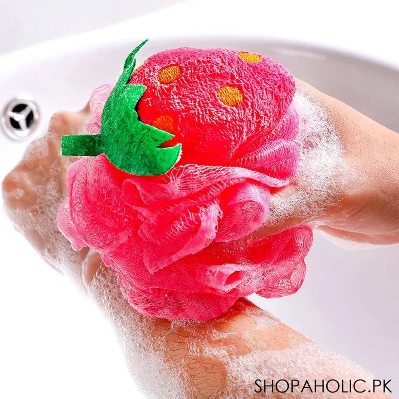 loofah bath sponge with fruit design handle (heavy quality) main image