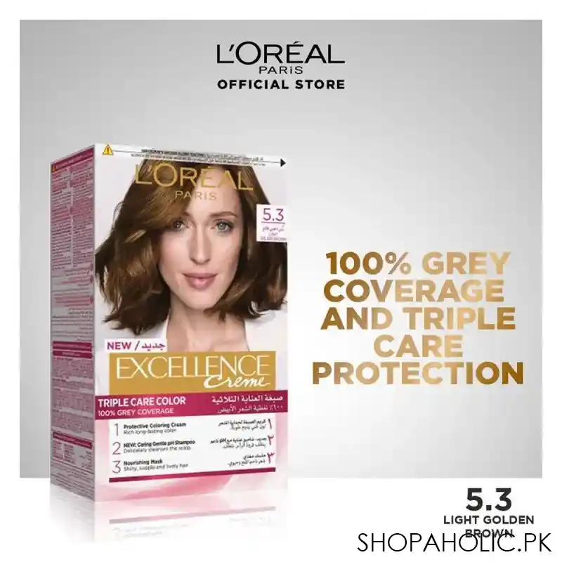 loreal excllence creme hair colour, light golden brown, 5.3 main image