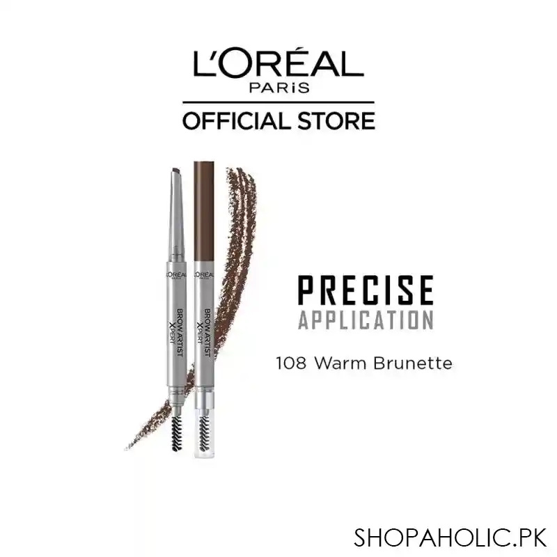 l'oreal paris brow artist xpert eyebrow pencil, 108 warm brunette main image