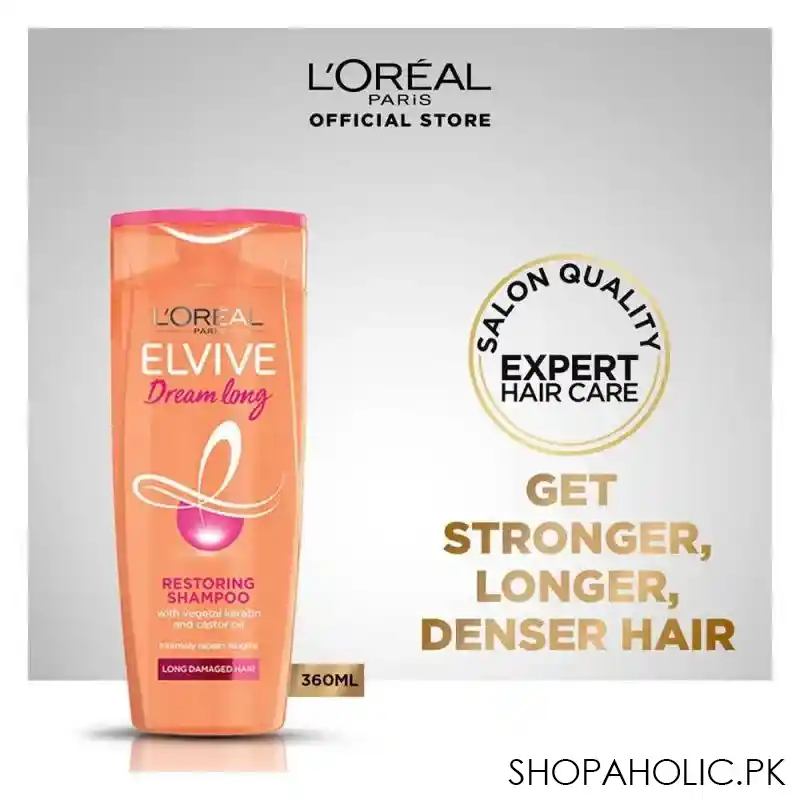 l'oreal paris dream long restoring shampoo, weakened long hair, 360ml main image