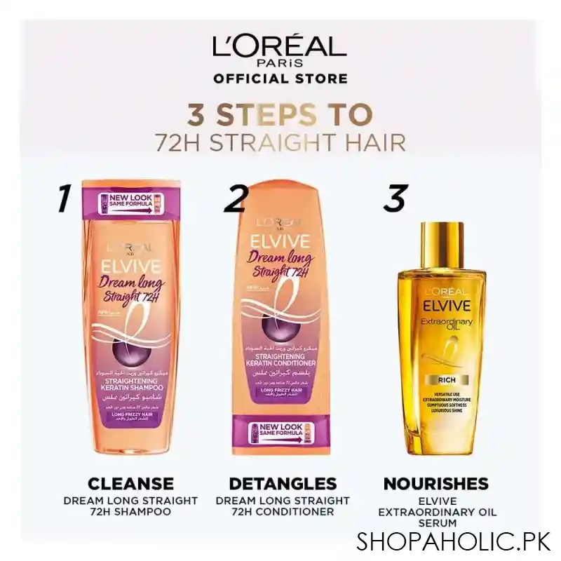 l'oreal paris elvive dream long straight 72h straightening keratin conditioner, 175ml image3