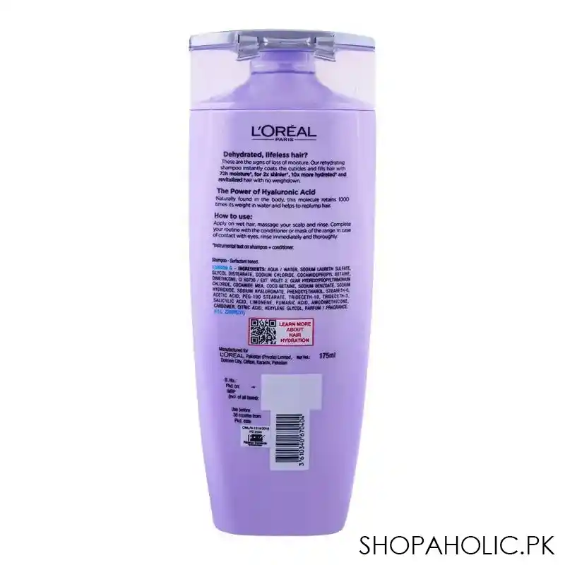 l'oreal paris elvive hyaluron moisture 72h moisture filling shampoo, 175ml image3