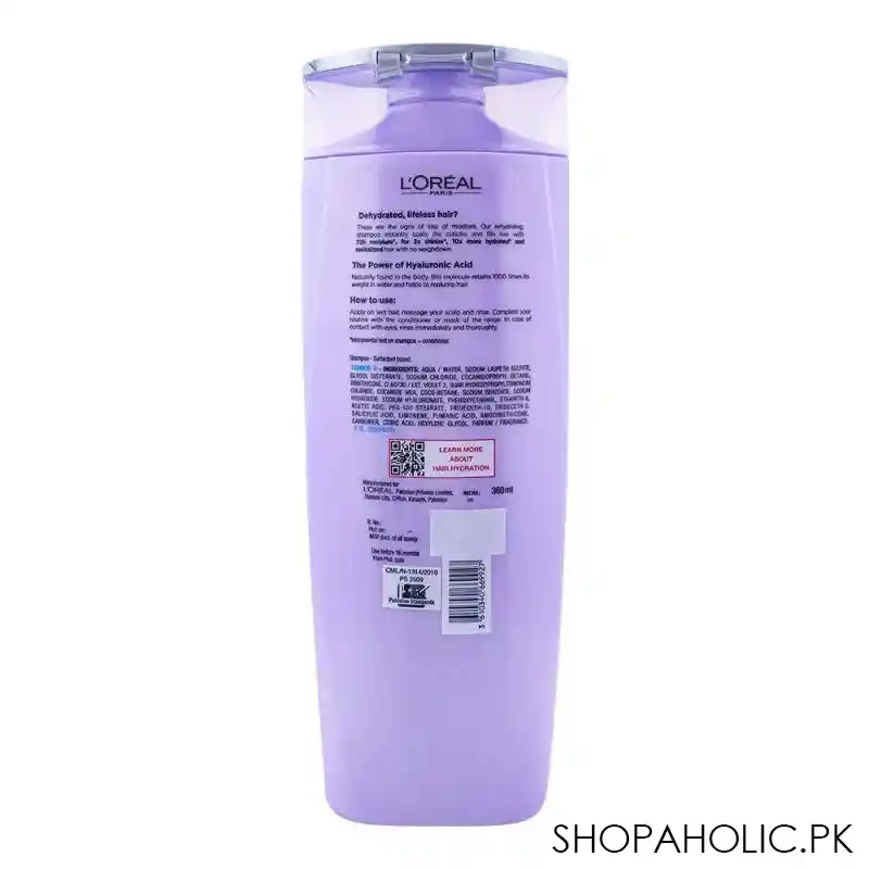 l'oreal paris elvive hyaluron moisture 72h moisture filling shampoo, 360ml image3