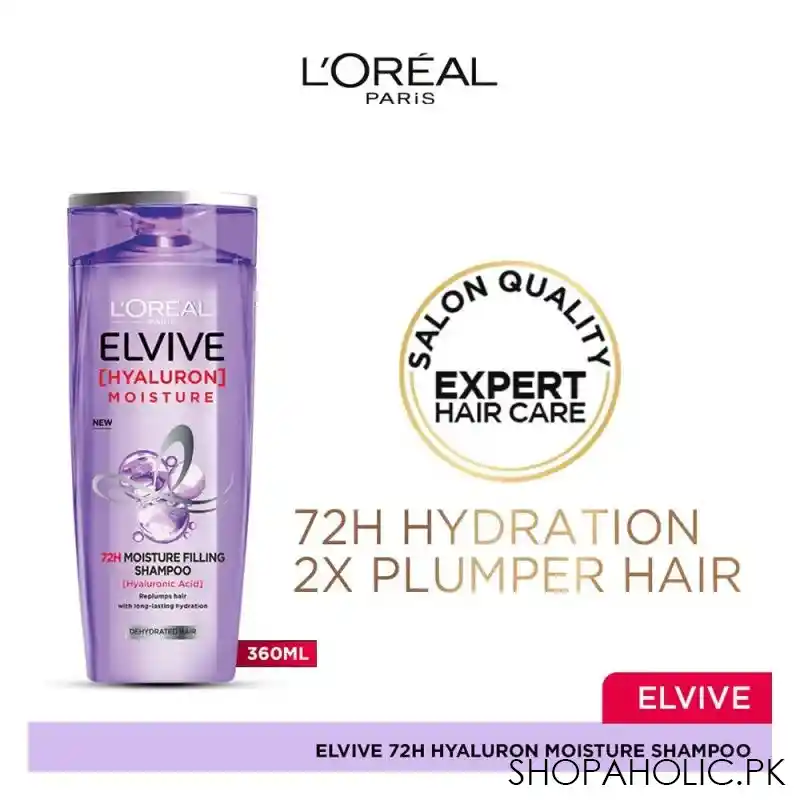 l'oreal paris elvive hyaluron moisture 72h moisture filling shampoo, 360ml main image