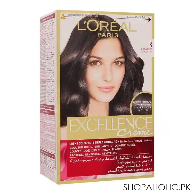 l'oreal paris excellence creme hair colour, dark brown 3 main image