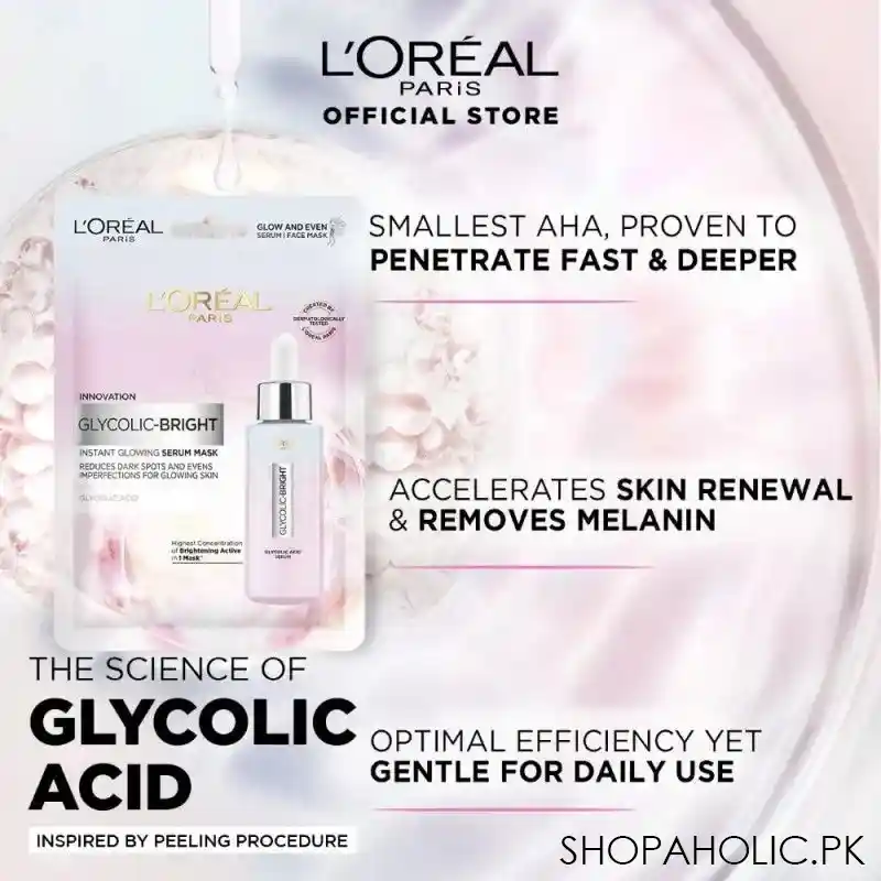 l'oreal paris glycolic bright instant glowing serum mask, 22g image2