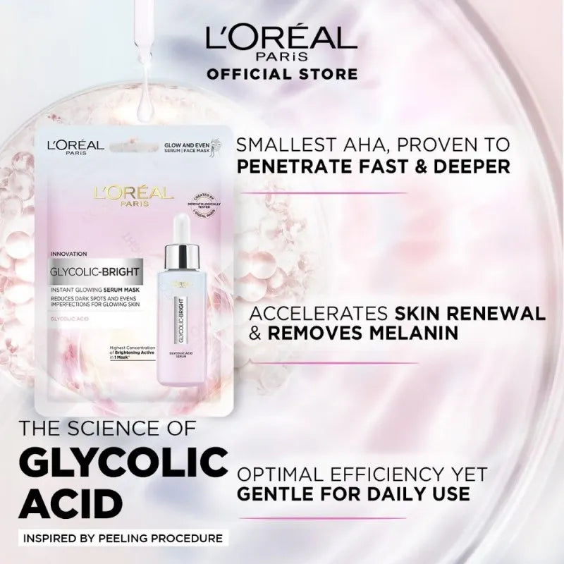 l'oreal paris glycolic bright instant glowing serum mask, 22g image2