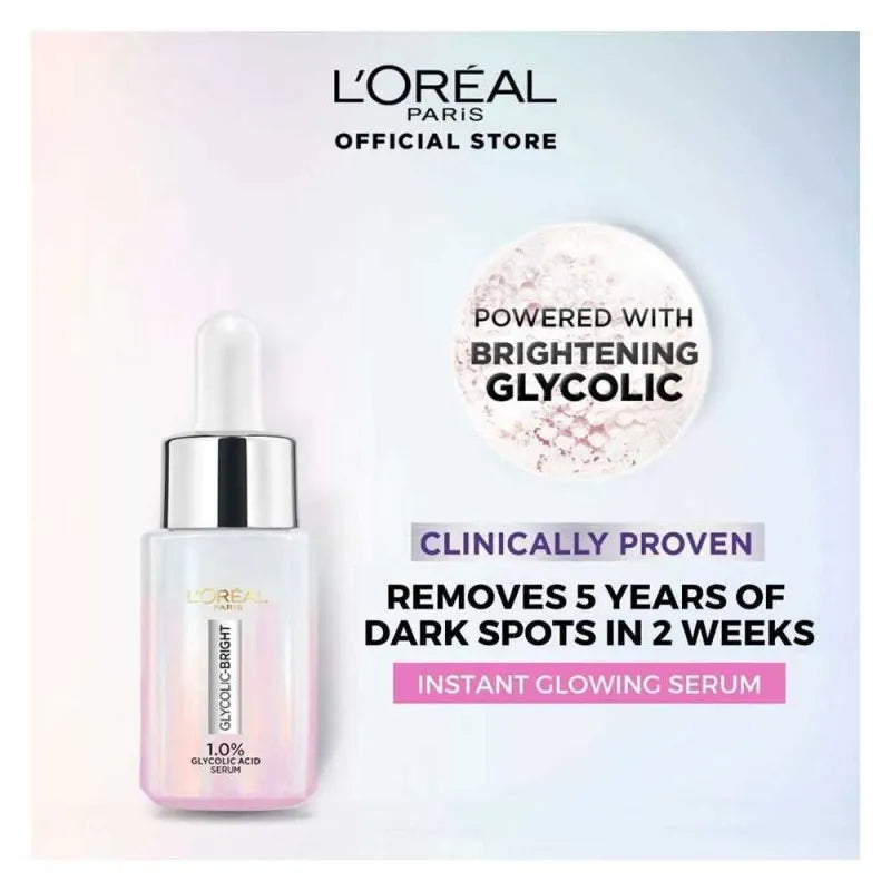 l'oreal paris glycolic bright instant glowing serum, reduces 57% dark spots, 15ml main image