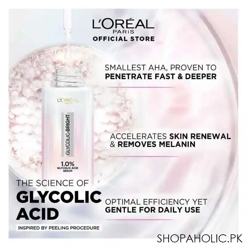 l'oreal paris glycolic bright instant glowing serum, reduces 57% dark spots, 30ml image2