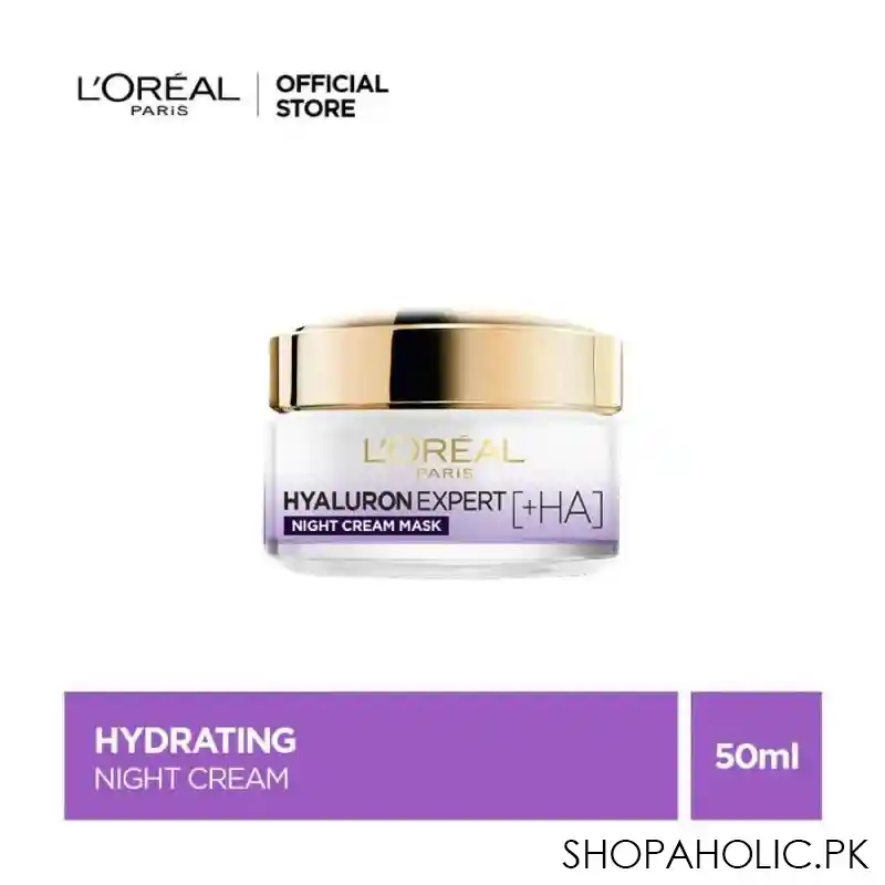 l'oreal paris hyaluron expert replumping moisturizing care night cream mask, 50ml main image