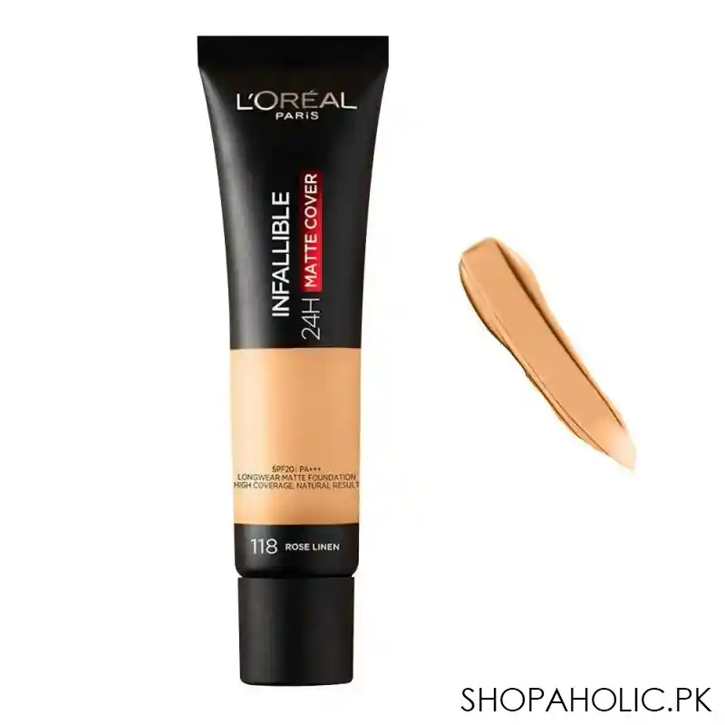 l'oreal paris infallible 24h matte cover foundation, 118 rose linen image2