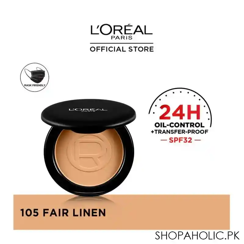 l'oreal paris infallible 24h oil killer high coverage powder, 105 fair linen main image